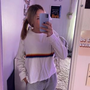 White with Rainbow Stripes Long Sleeve